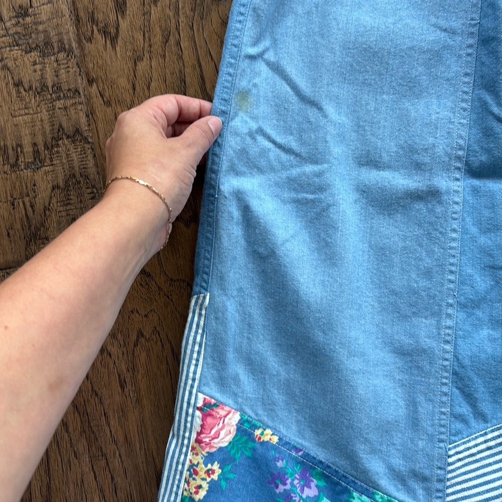 Floral Patchwork Denim Midi Skirt - image 6